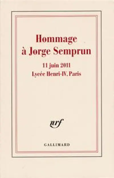 Hommage à Jorge Semprun : 11 juin 2011 - Lycée Henri IV, Paris