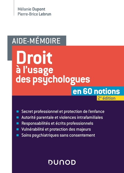 Aide-mémoire - Droit à l'usage des psychologues -2e éd.