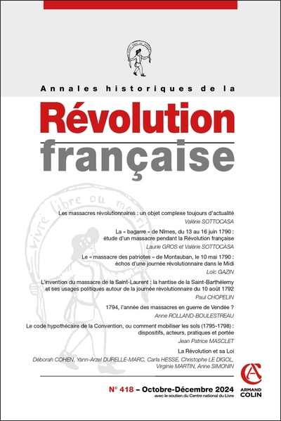 Annales historiques de la Révolution française, n°416