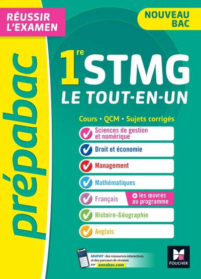 Prépabac 1re STMG - Toutes les matières - Cours et entraînement au contrôle continu 2023