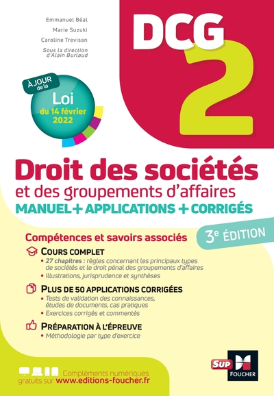 DCG 2 - Droit des sociétés et autres groupements d'affaires - Manuel et applications 2023-2024