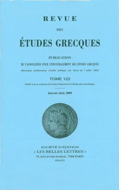 Revue des études grecques, n°122