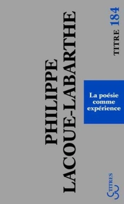 La Poésie comme expérience