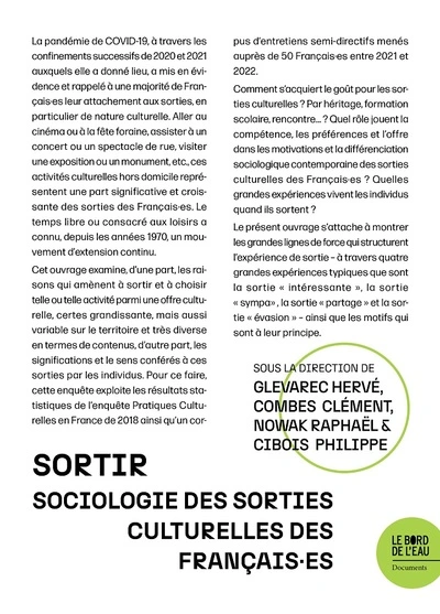 Sortir. sociologie des sorties culturelles des francais es ds