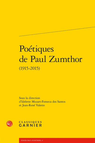 Poétiques de Paul Zumthor