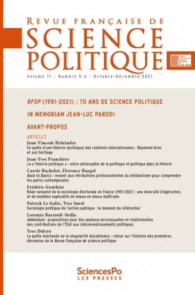 Revue Francaise de Science Politique T71-5/6